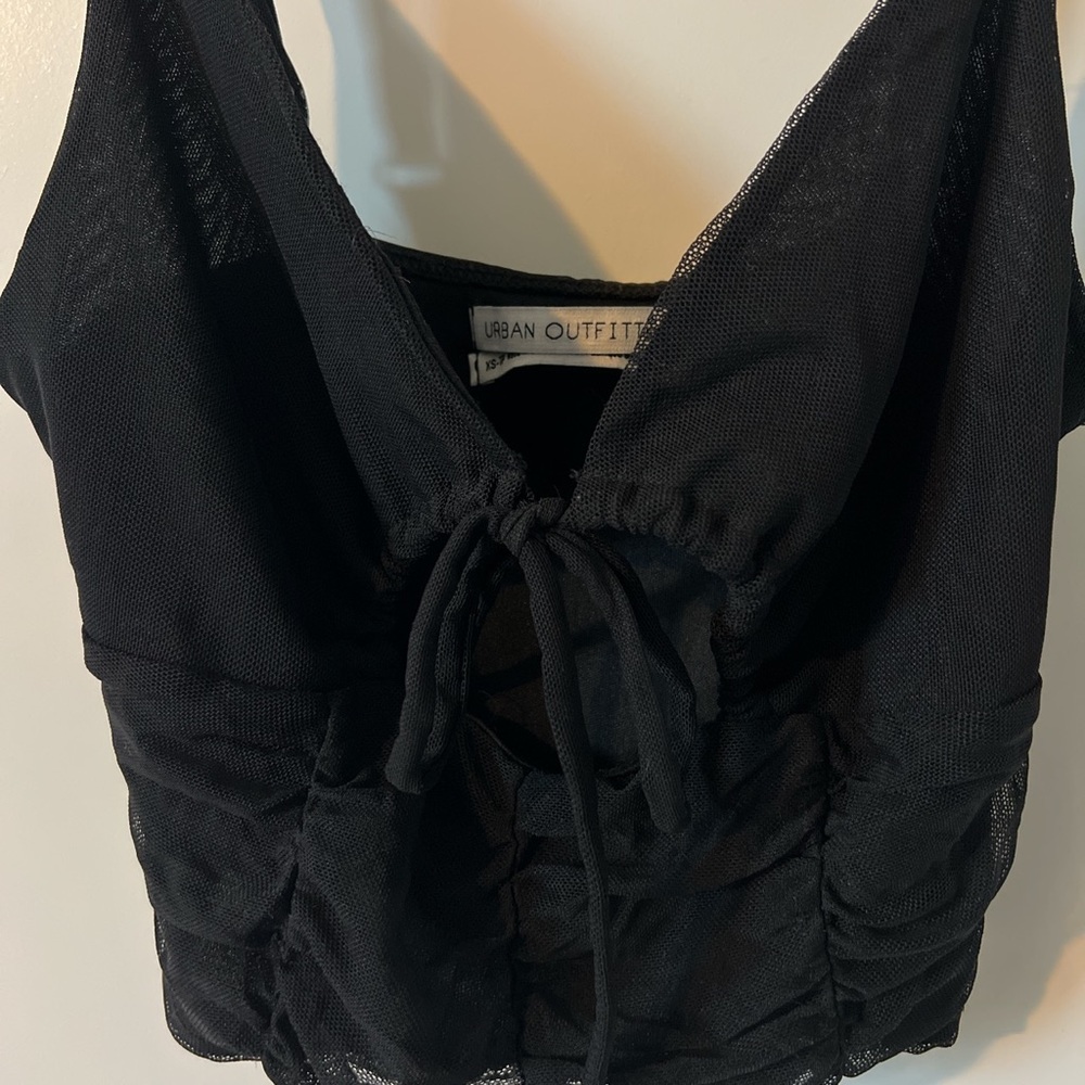 Urban Outfitters Black Tie-Front Cutout Tank